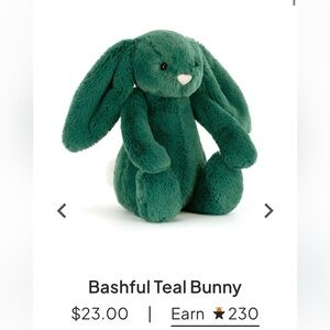 Jellycat Bashful Bunny NWT (Teal)